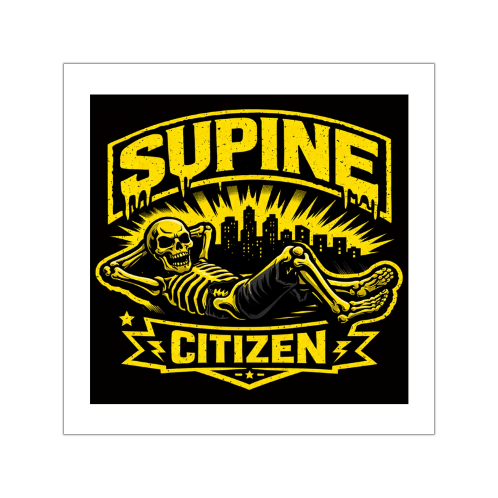 Supine Citizen Square Vinyl Sticker 2" X 2"